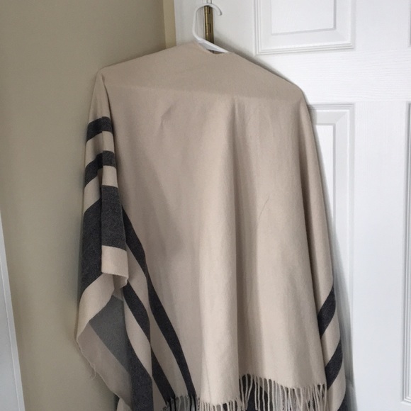 ASOS black, grey, white/ cream striped poncho - Picture 2 of 3